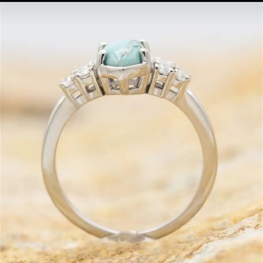 3 P/Set Women's 925 Silver Plated Multilayer Hollow Turquoise… - Picture 2 of 4